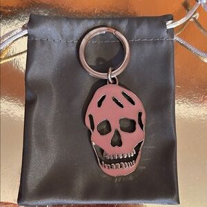 Alexander McQueen Mauve/Rose with silver hardware Metal Skull Keychain/bag charm